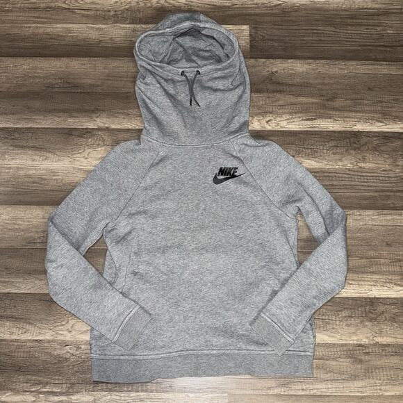Nike Sweater Womens SMALL Gray Hoodie Rally Funnel Neck Sweatshirt Pullover - Picture 1 of 5